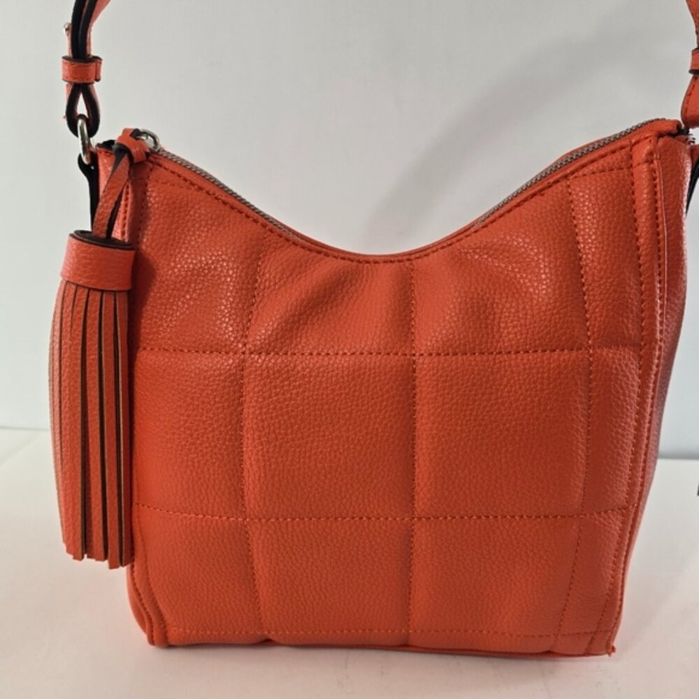 Tahari Quincy Hobo Bag Quilted Faux Leather Recycled Tassle Shoulder Hanbag NWT